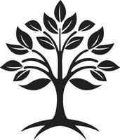 verwurzelt Elastizität Vektor Symbol von Baum Plantage im schwarz Wald Harmonie dynamisch schwarz Symbol zum Baum Plantage Logo Design