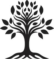 Naturen Kennzeichen Vektor Baum Plantage Symbol im schwarz belaubt Engagement dynamisch schwarz Logo Design zum Grün Initiativen