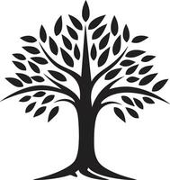 Öko Emblem Vektor Baum Plantage Logo im schwarz Logo Design nachhaltig Wachstum ikonisch schwarz Symbol von Baum Plantage