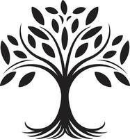 Naturen Kennzeichen schwarz Logo mit Vektor Baum Plantage Symbol belaubt Engagement dynamisch schwarz Design zum Grün Initiativen