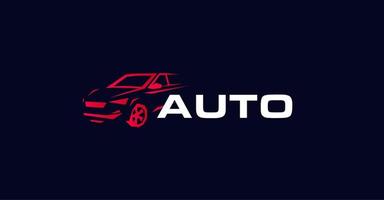 Auto-Kontur-Stil-Vektor-Logo-Konzept. Auto-Silhouette isolierte Symbol auf schwarzem Hintergrund. Automobil-Logo für Autoreparatur- und Diagnoseservice vektor