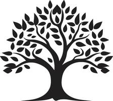 rotad elasticitet vektor symbol av träd plantage i svart skog harmoni dynamisk svart ikon för träd plantage logotyp design