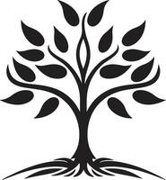 verwurzelt Elastizität Vektor Symbol von Baum Plantage im schwarz Wald Harmonie dynamisch schwarz Symbol zum Baum Plantage Logo Design