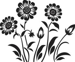 naturer palett vild blomma vektor logotyp i svart blommig viskar elegant svart ikon design för vild