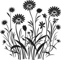 verzaubert blüht dynamisch schwarz Logo mit Wildblume Symbol Wildblume Wesen Vektor schwarz Logo Design zum natürlich Schönheit