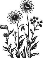 Naturen Palette Wildblume Vektor Logo im schwarz Blumen- flüstert glatt schwarz Symbol Design zum Wildblumen