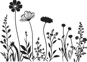 botanisk lugn ikoniska svart symbol terar vild blomma design naturer palett vild blomma vektor logotyp i svart