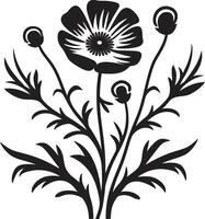 botanisch Gelassenheit ikonisch schwarz Symbol mit Wildblume Design Naturen Palette Wildblume Vektor Logo im schwarz