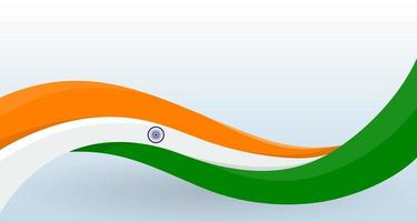 indische Nationalflagge. winken ungewöhnliche Form. Designvorlage für die Dekoration von Flyer und Karte, Poster, Banner und Logo. isolierte Vektor-Illustration. vektor