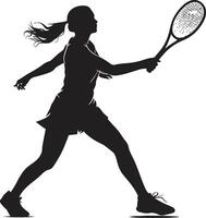 elegant Wesen Vektor Logo zum anspruchsvoll Tennis Spieler Leistung und Haltung weiblich Tennis Champion Vektor Symbol