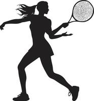 Tennis Diva stilvoll Logo Design zum Frauen Spieler As Ambition weiblich Tennis Vektor Symbol zum Meister