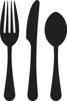 epikureisch Etikette Emblem Gabel und Messer Vektor Symbol zum kulinarisch Eleganz Bistro Klinge Abzeichen Vektor Logo zum stilvoll kulinarisch Design
