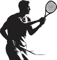 Leistung Dienen Profi Kamm männlich Tennis Spieler Logo zum As Server Sieg Geschwindigkeit Insignien Vektor Design zum gewinnen Tennis Symbol