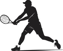 domstol besegrare insignier vektor design för dominerande tennis logotyp vig fördel bricka tennis spelare vektor ikon för snabb idrottare