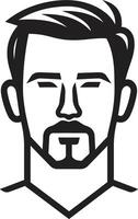förbindlig silhuett vapen eleganta manlig ansikte ikon med slät rader skulpterad lugn insignier vektor design för lugna manlig ansikte logotyp