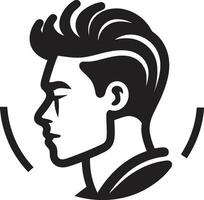 vornehm Blick Insignien Vektor Logo zum elegant männlich Gesicht Illustration höflich Silhouette Abzeichen stilvoll männlich Gesicht Symbol mit glatt Linien