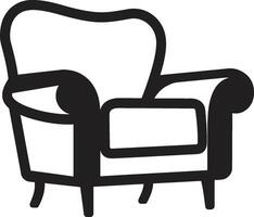 minimalistisk reträtt bricka vektor logotyp för enkel och modern stol illustration elegans vardagsrum insignier eleganta stol ikon i vektor design för mysigt utrymmen