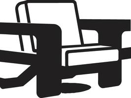 Eleganz Salon Kamm Vektor Logo zum stilvoll und entspannend Stuhl Design Komfort Oase Abzeichen modern Stuhl Vektor Symbol zum zeitgenössisch Entspannung