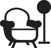 urban elegans insignier vektor logotyp för eleganta modern vardagsrum stol design lugn trender vapen elegant stol vektor ikon för lugna och avkopplande utrymmen