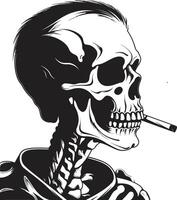 flott puffer bricka vektor design för eleganta rökning herre ikon med klass raffinerad relik insignier rökning herre skelett vektor logotyp för årgång vibrafon