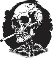 gentlemän rök vapen vektor design för sofistikerad rökning skelett ikon årgång ånga bricka rökning herre skelett vektor logotyp för nostalgisk elegans