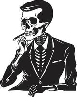 årgång modet vapen rökning skelett vektor logotyp för eleganta branding eleganta rök ha sönder bricka vektor design för herre skelett ikon med klassisk överklagande