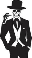 raffiniert Relikt Insignien Rauchen Gentleman Skelett Vektor Logo zum Jahrgang Stimmung Rauchen Gespenst Kamm Vektor Design zum Gentleman Skelett Symbol mit Eleganz