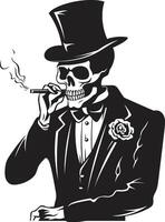 retro Glanz Abzeichen Vektor Design zum Rauchen Gentleman Symbol mit zeitlos Stil klassisch Zigarre Charme Insignien elegant Skelett Vektor Logo zum Jahrgang Beschwerde