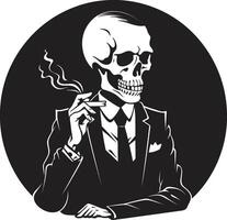 Jahrgang Dampf Abzeichen Vektor Design zum Rauchen Gentleman Symbol mit retro Eleganz höflich Rauch Ringe Insignien Rauchen Gentleman Skelett Vektor Logo zum nobel branding