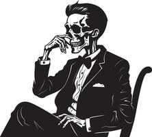 Zigarre Salon Abzeichen Rauchen Skelett Vektor Logo zum Jahrgang Charme alt Welt Opulenz Insignien Vektor Design zum Rauchen Gentleman Symbol mit klassisch Raffinesse