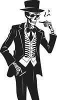 höflich Rauch Ringe Insignien Rauchen Gentleman Skelett Vektor Logo zum nobel branding raffiniert Relikt Kamm Vektor Design zum elegant Rauchen Gentleman Symbol