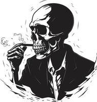 rökig skryt insignier vektor design för herre skelett ikon med stil klassisk cohiba vapen rökning herre skelett vektor logotyp för tidlös charm