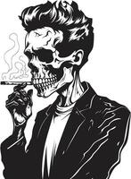 raffinerad ritual bricka rökning herre skelett vektor logotyp för klassisk överklagande årgång vice insignier vektor design för cigarr rökning skelett ikon
