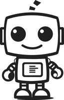 Mini mech Wunder süß Roboter Vektor Logo zum bezaubernd Chatbot Charme winzig Technik Totem Insignien bezaubernd Roboter Chatbot Symbol im Vektor Design