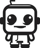 Mini mech Wunder Abzeichen bezaubernd Roboter Logo zum Konversation Charme Nano Schubs Insignien klein und süß Roboter Chatbot Design zum Digital Hilfe vektor