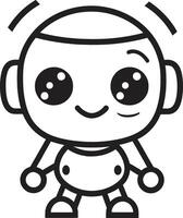 Tasche Kumpel Insignien bezaubernd Roboter Logo zum freundlich Gespräche Mikro Wunder bezaubernd winzig Roboter Vektor Logo zum Konversation Magie