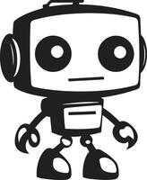 Mini mech Wunder Insignien bezaubernd Roboter Chatbot Symbol zum Konversation Charme digi Kumpel Kamm kompakt Roboter Logo zum Digital Verbindungen vektor