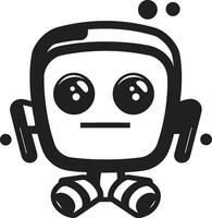 Plaudern Begleiter Abzeichen Miniatur Roboter Vektor Symbol zum freundlich Gespräche Tasche Kumpel Insignien süß Roboter Chatbot Logo im kompakt Design