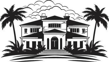 luxe levande bricka rik modern villa ikon för premie branding urban utopi insignier eleganta emblem med modern villa design vektor
