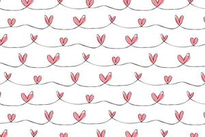 sömlös mönster med en linje av rosa hjärtan. valentine bakgrund. vektor illustration för grafik, textil- och mönster. söt mönster linje