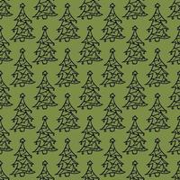 nahtloses Muster mit Weihnachtsbäumen auf grünem Hintergrund vektor