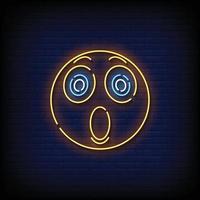 Emoticon überraschte Neonzeichen-Stil-Text-Vektor vektor