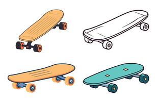 Skateboard Symbol Farbe Vektor Satz, Skateboard Sport Illustration