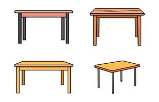 trä- tabell isolerat illustration uppsättning, tabell trä- Hem modern dekoration möbel vektor uppsättning