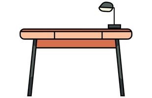 Schreiben Schreibtisch und Tabelle Lampe Vektor Illustration. Schriftsteller, oder Schüler beim Tabelle