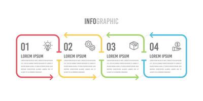 4 Prozess Infografik Zeitleiste Design Platz Vorlage. Vektor Illustration.