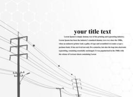 elektrische Pole .high-Voltage-Übertragungssysteme. ein Netz von miteinander verbundenen elektrischen in allen Bereichen. Symbole, Schritte Geschäftsplanung Anzug. Präsentation und Werbung. Vektor-Illustration. vektor