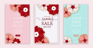 sommarrea blomma bakgrund layout banners, kupong rabatt. vektor illustration mall.