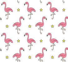Vektor nahtlos Muster von Rosa skizzieren Flamingo