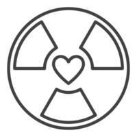 hjärta med strålning vektor radioaktiv ikon eller symbol i översikt stil